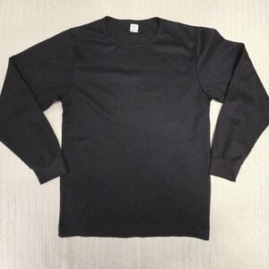 Knocker Shirt Mens Large Black Thermal Waffle Knit Long Sleeve Crewneck Tee